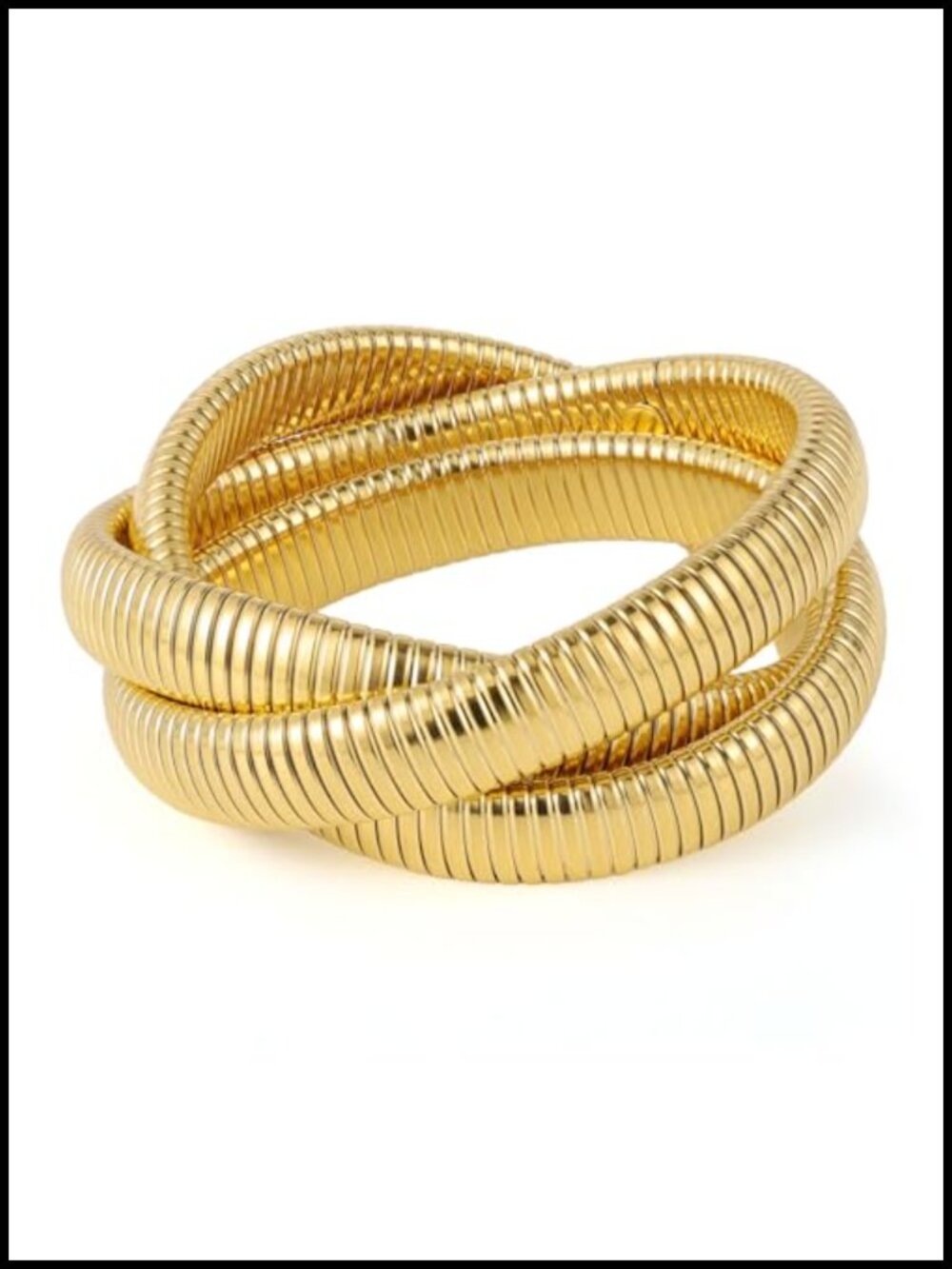 18K Gold Plated Bangles Set, Stretch Bracelet Stack for Women